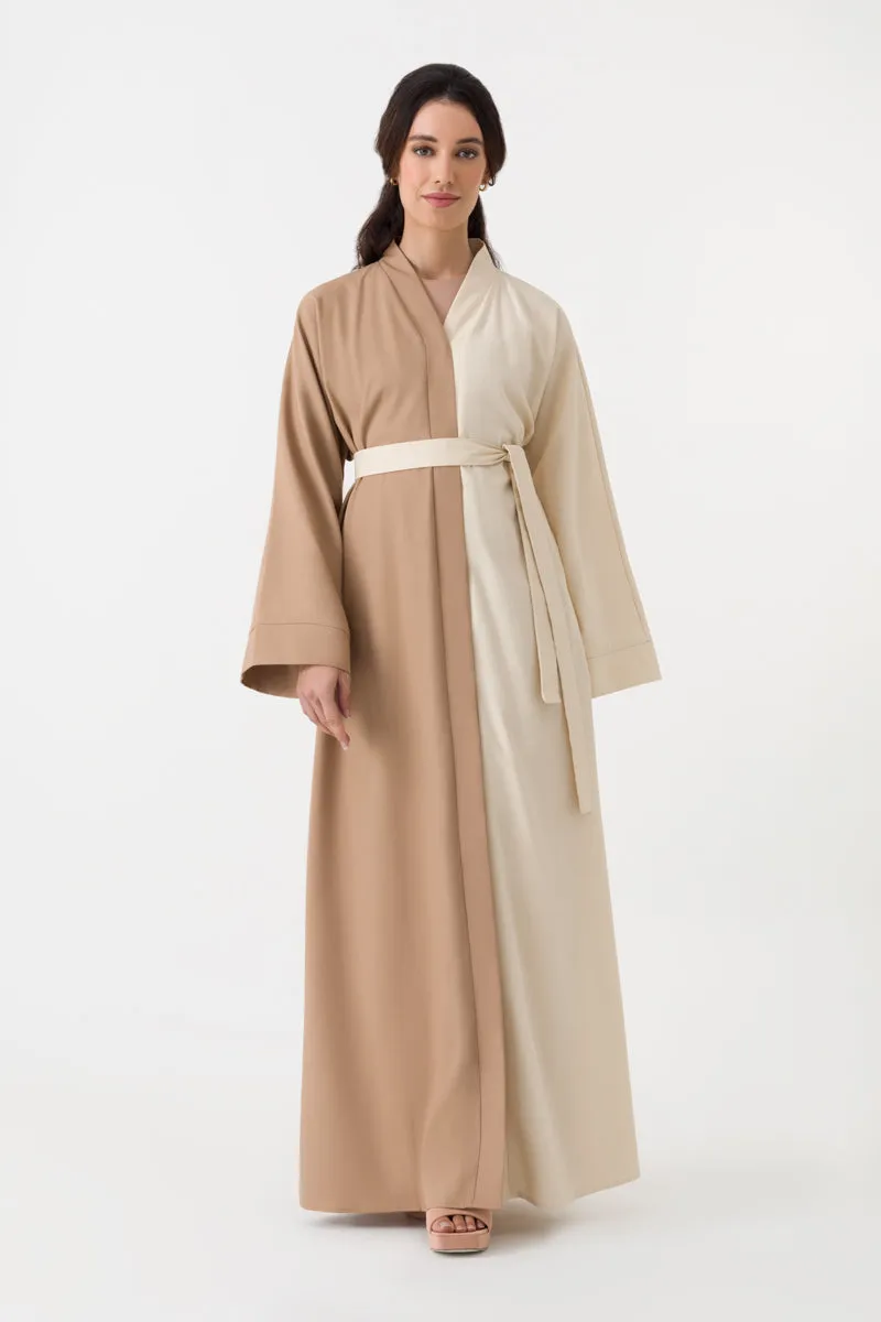 Cotton Linen Abaya in Beige