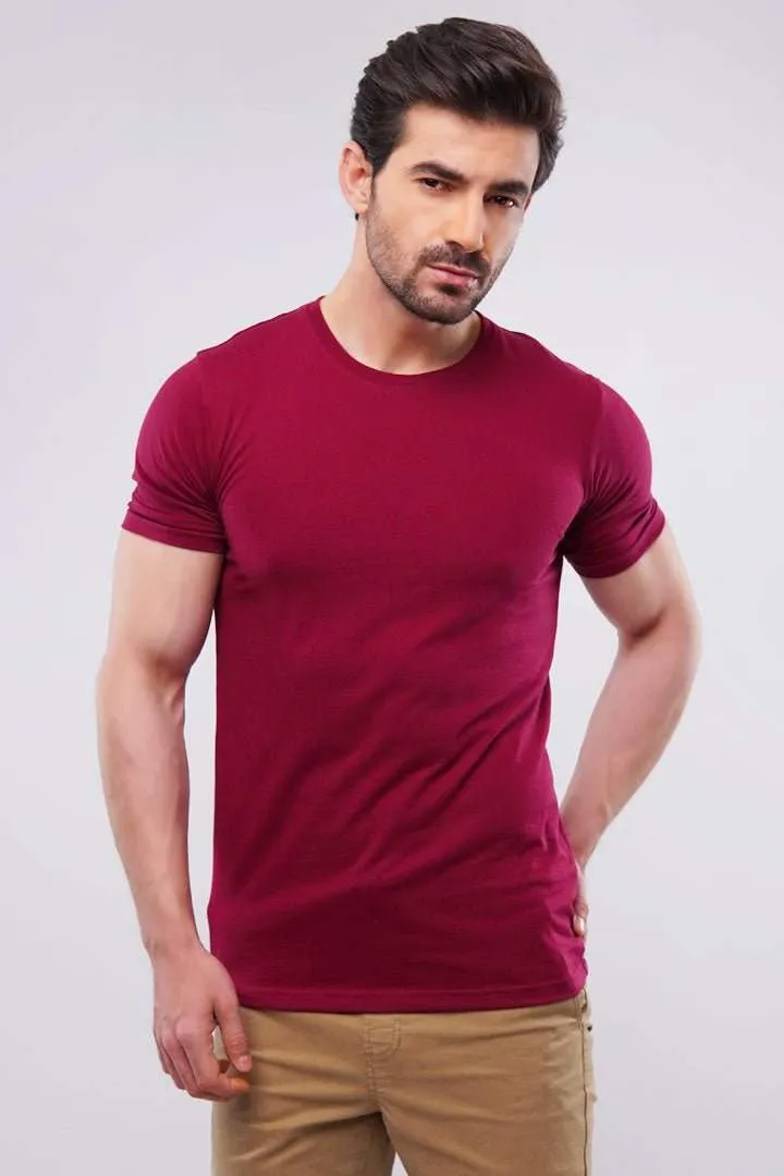 Crew Neck T-Shirt - Maroon