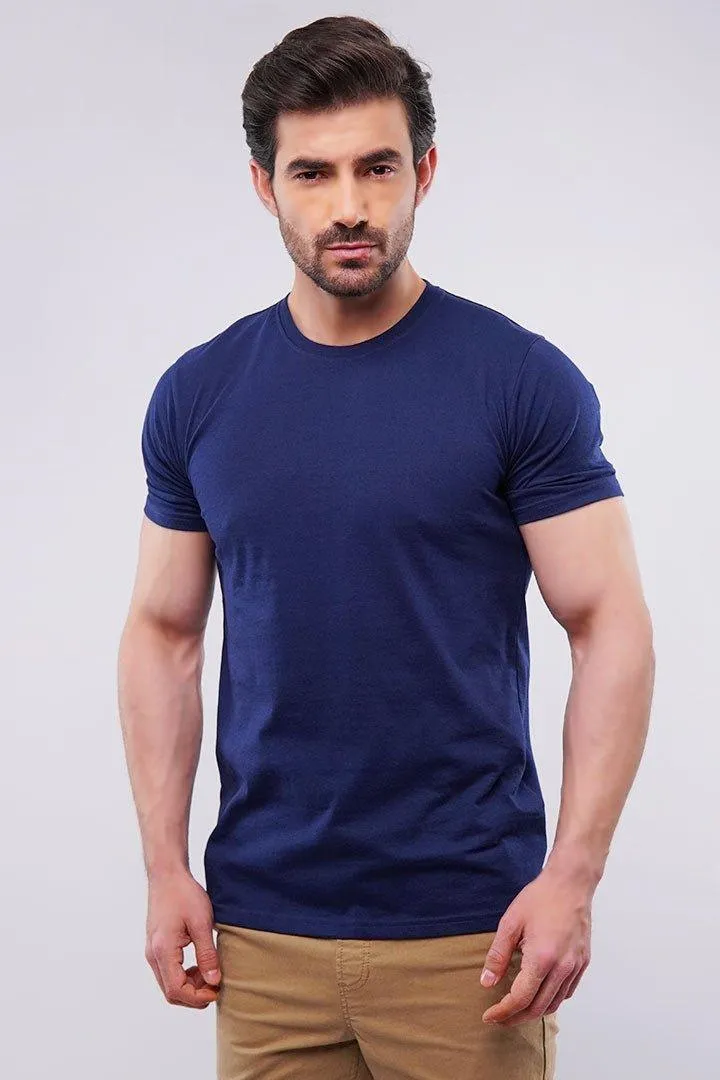 Crew Neck T-Shirt - Navy Blue