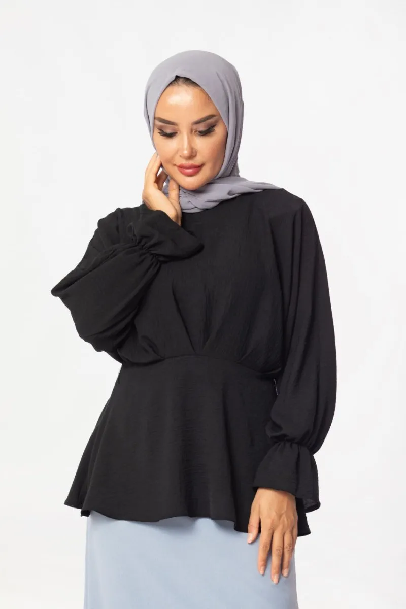 Crossover Frill Top - Black