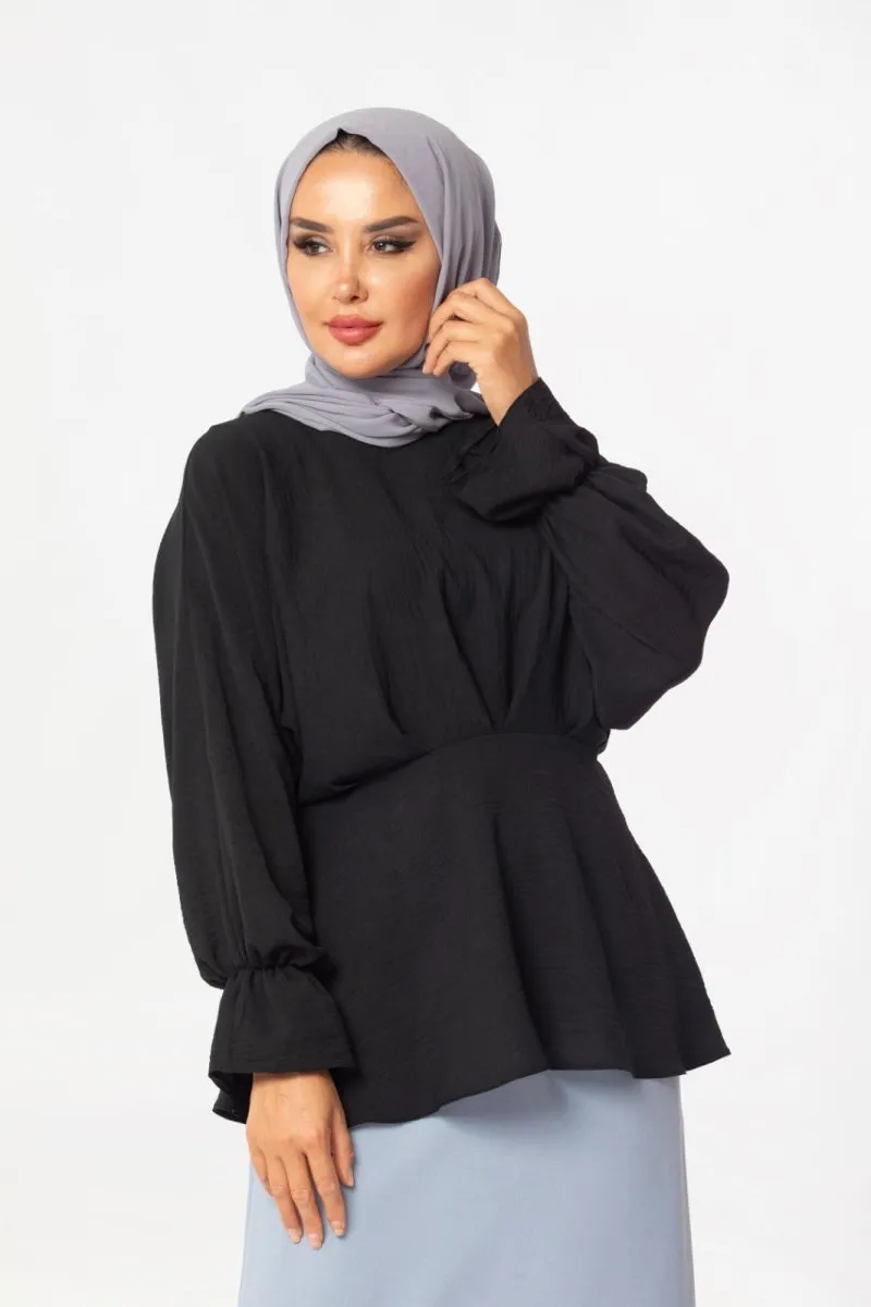 Crossover Frill Top - Black