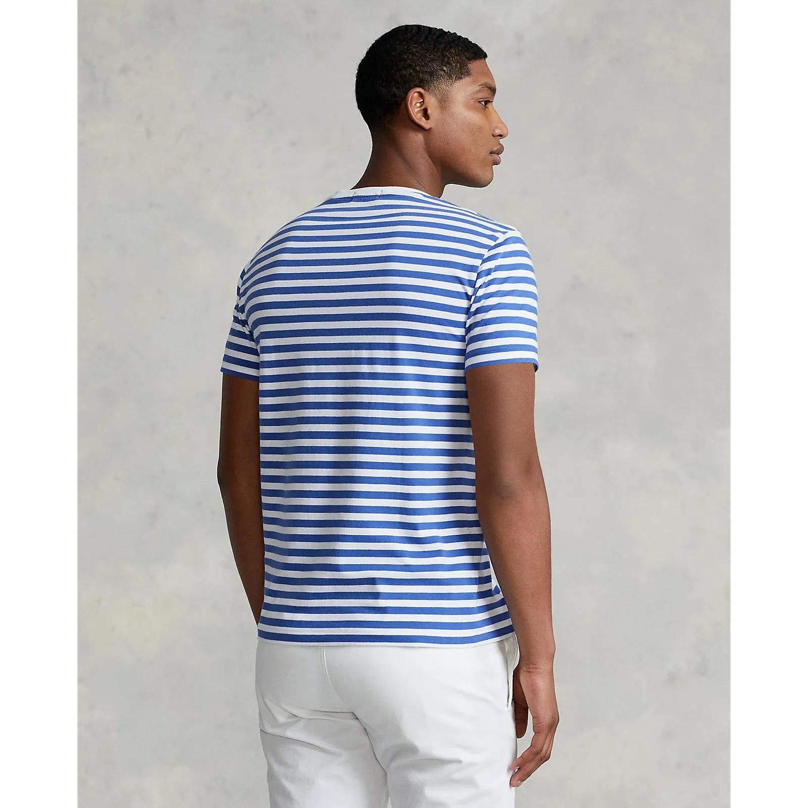 Custom Fit Striped Jersey T-Shirt - Liberty Blue & White