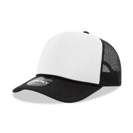 Decky 5 Panel Mid Profile Structured Foam Trucker - WHT-BLK