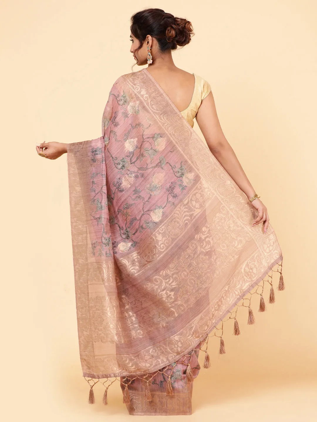 Digital Floral Printed Chanderi Saree