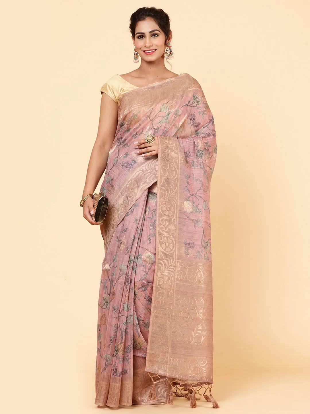 Digital Floral Printed Chanderi Saree