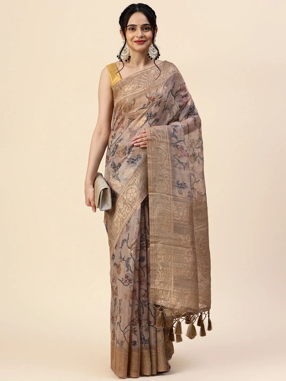 Digital Floral Printed Chanderi Saree