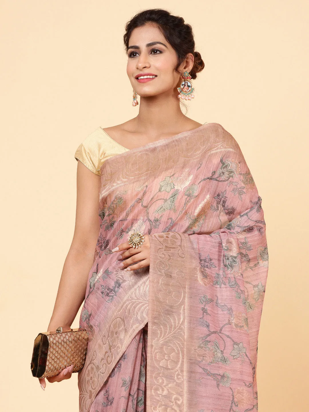 Digital Floral Printed Chanderi Saree