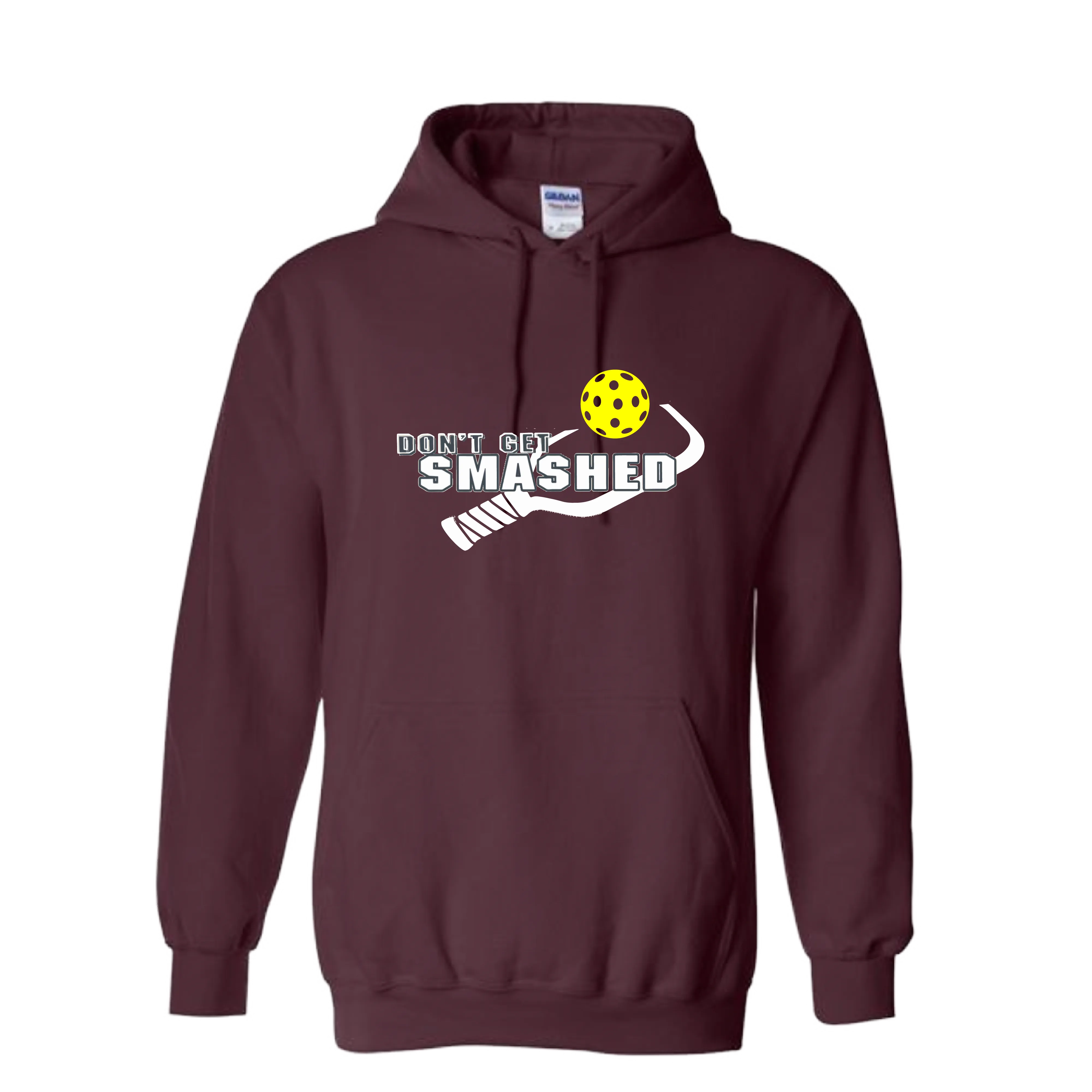 Don't Get Smashed Customizable (Colors Purple White Yellow) | Unisex Hoodie Pickleball Sweatshirt | 50% Cotton 50% Polyester