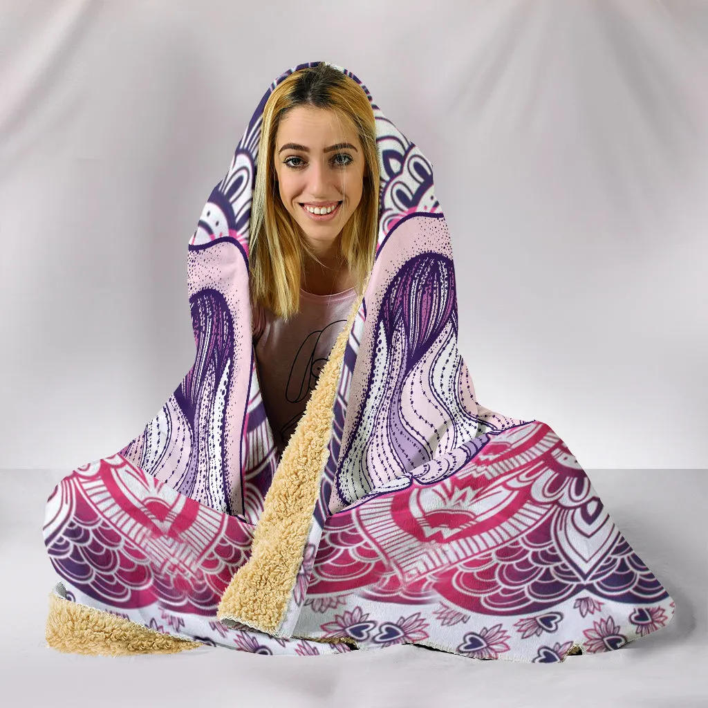 Elephant Purple Mandala Hooded Blanket