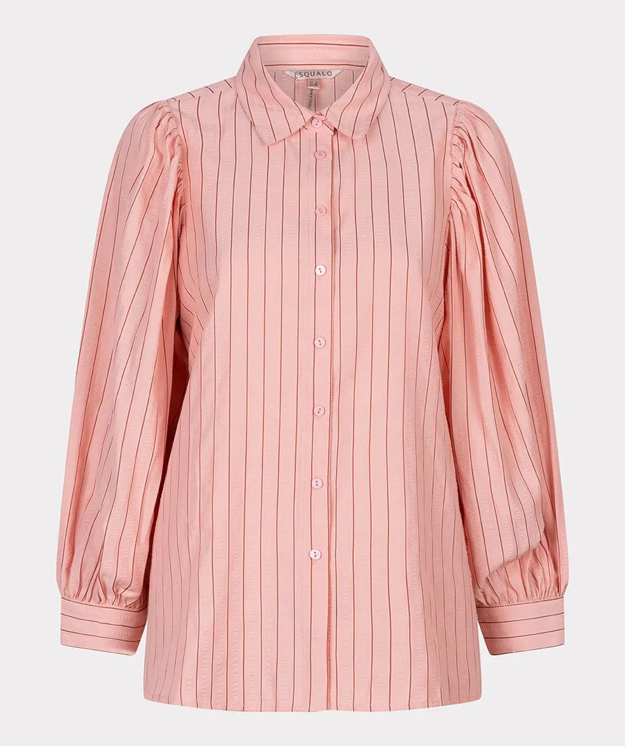 Esqualo Striped Seersucker Blouse in Cantaloupe