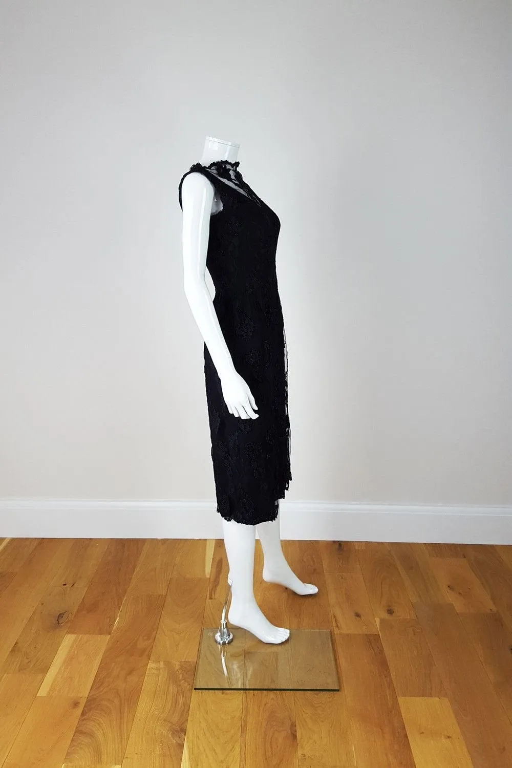 ESTEVEZ Vintage Black Lace Sleeveless Evening Dress (S)