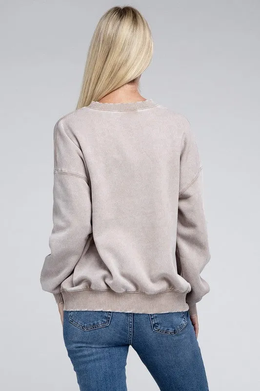 Explore More Collection - Acid Wash Fleece Oversized Pullover