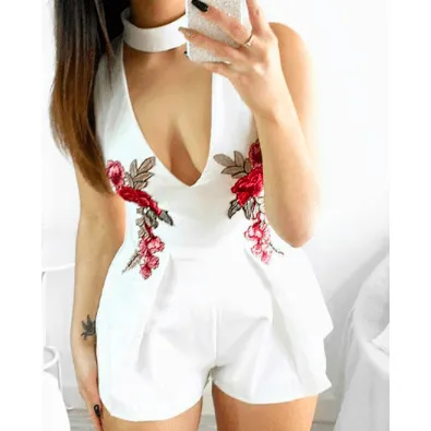 FLORA’S FLORAL EMBROIDERED ROMPER