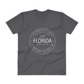 Florida - V-Neck T-Shirt - Latitude & Longitude