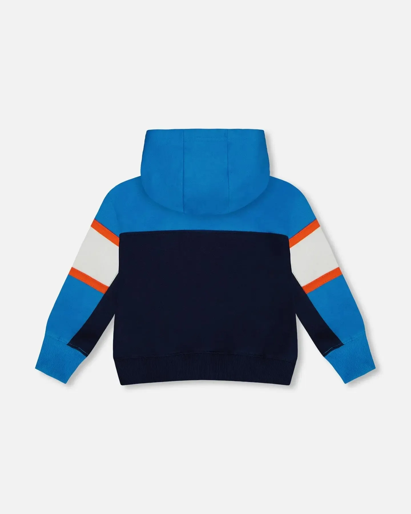 Full Zip Colorblock Hooded Fleece Sweatshirt Navy