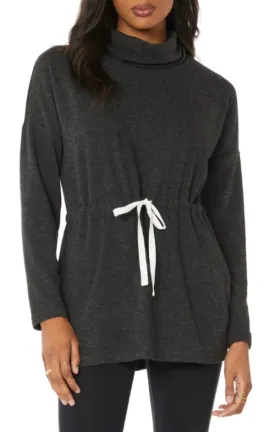 Funnel Neck Tie Waist Tunic