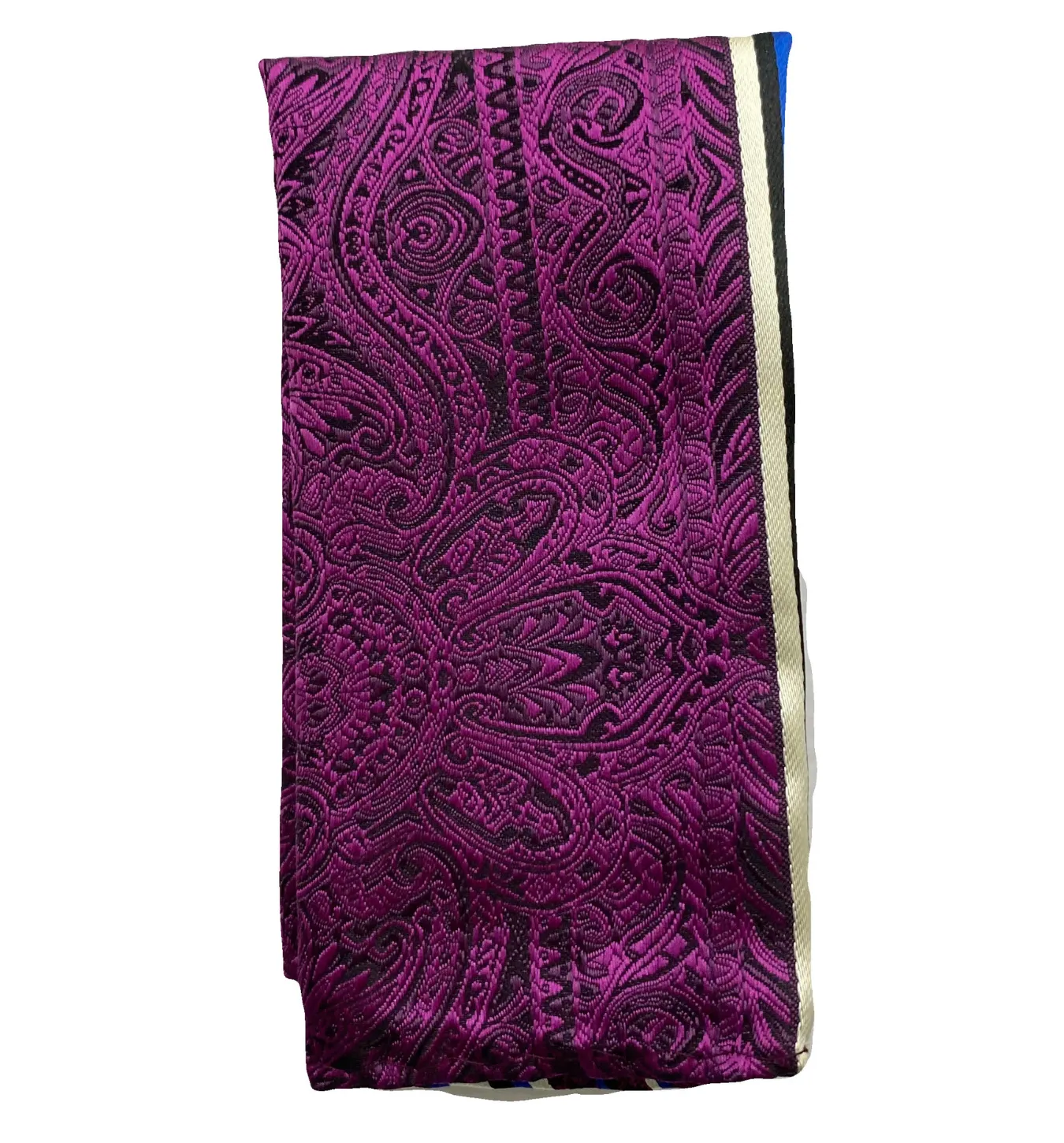 Gianfranco Tie and Handkerchief - Dark Magenta Striped Lace T49