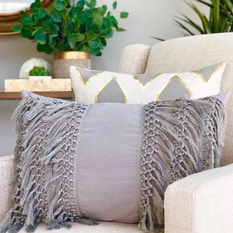 Gray Braids  Cozy Long Pillow