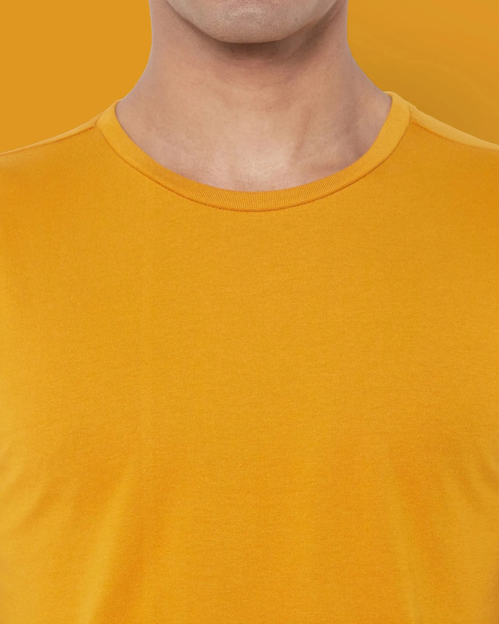 Half Sleeves Crew Neck: Mustard