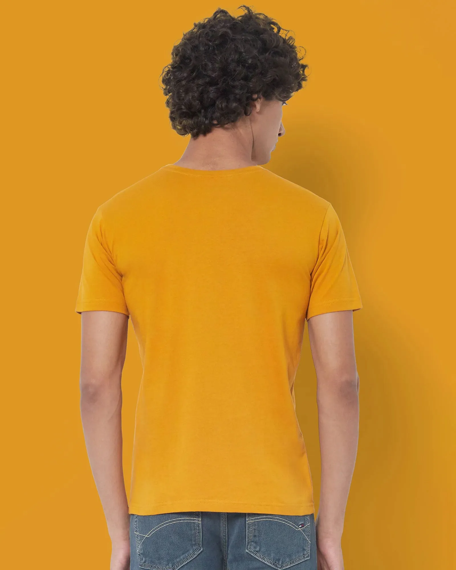 Half Sleeves Crew Neck: Mustard