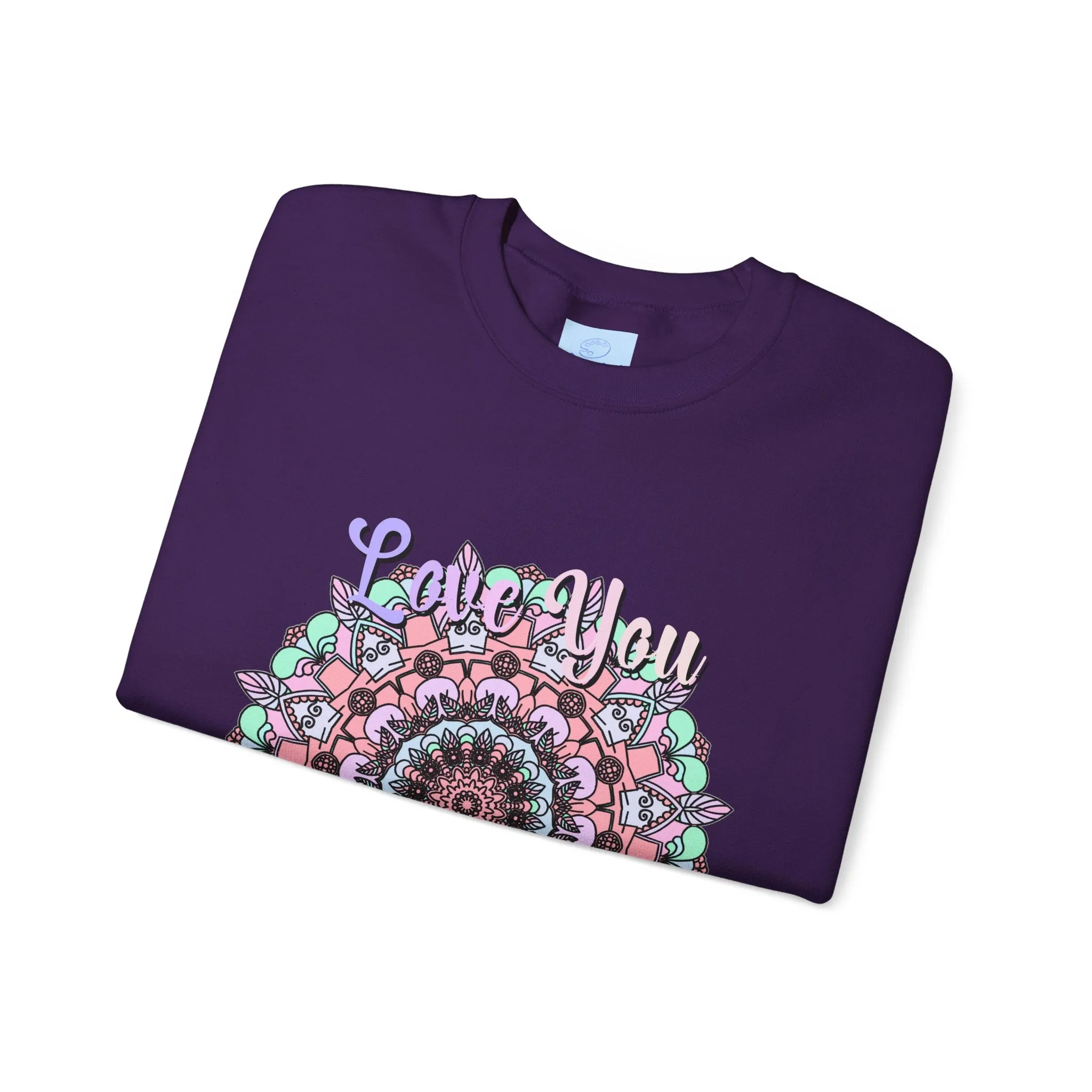 Handmade Mandala Design Crewneck Sweatshirt for Mom - Love You Mom