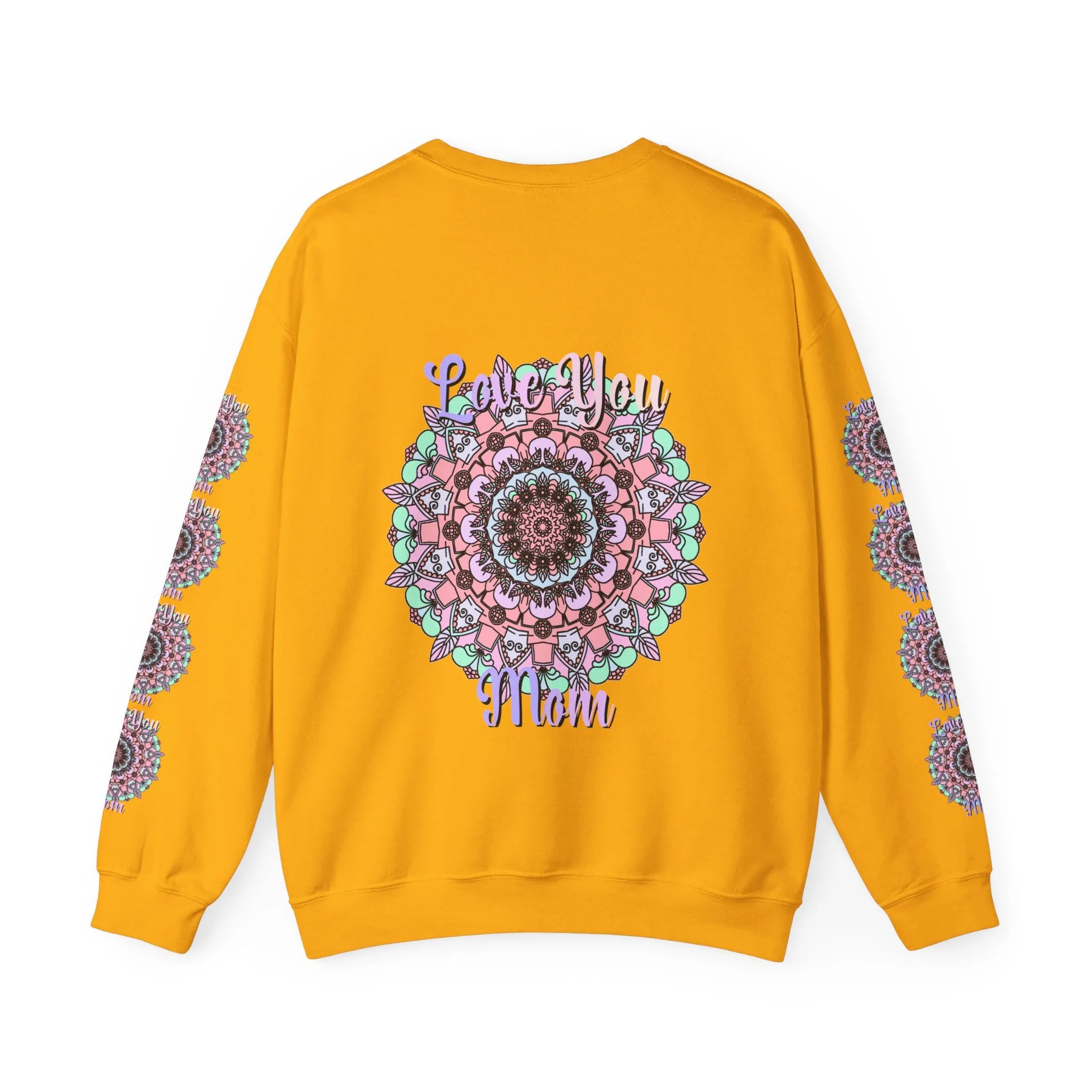 Handmade Mandala Design Crewneck Sweatshirt for Mom - Love You Mom