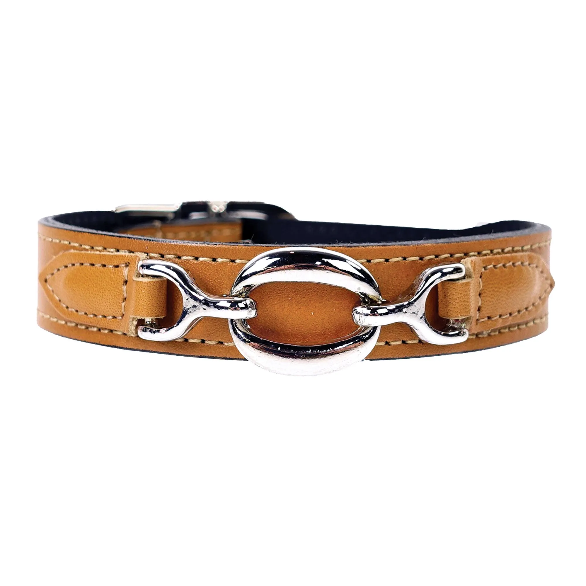 Hartman Dog Collar in Tan & Nickel