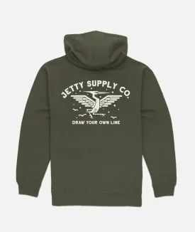 Heron Zip Up Hoodie - Military Green