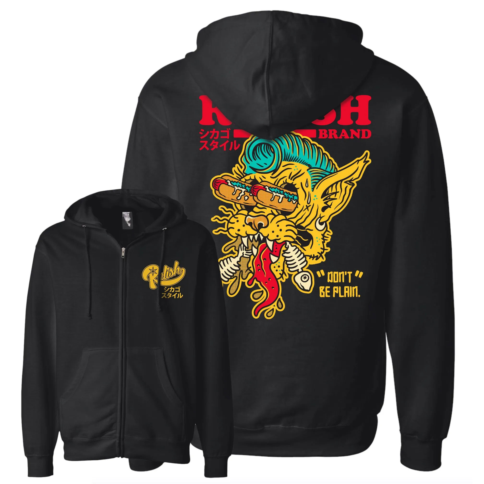 Hot dog Cat - Don't be Plain. - Heavyweight Hoodie