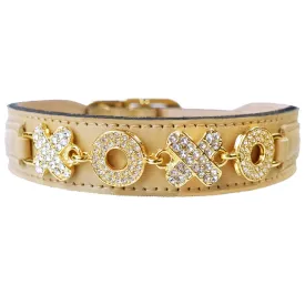 Hugs & Kisses Dog Collar in Vanilla & Gold