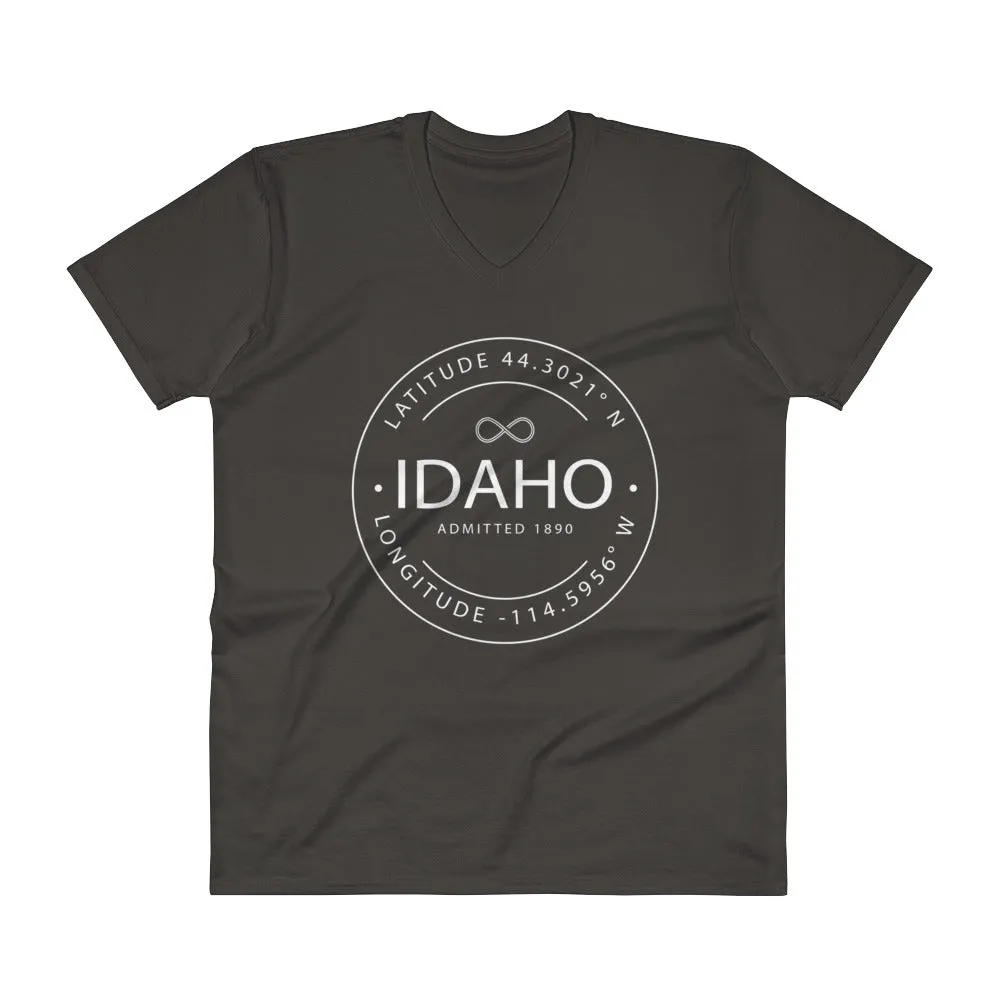 Idaho - V-Neck T-Shirt - Latitude & Longitude