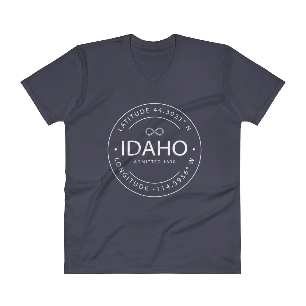 Idaho - V-Neck T-Shirt - Latitude & Longitude