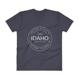 Idaho - V-Neck T-Shirt - Latitude & Longitude