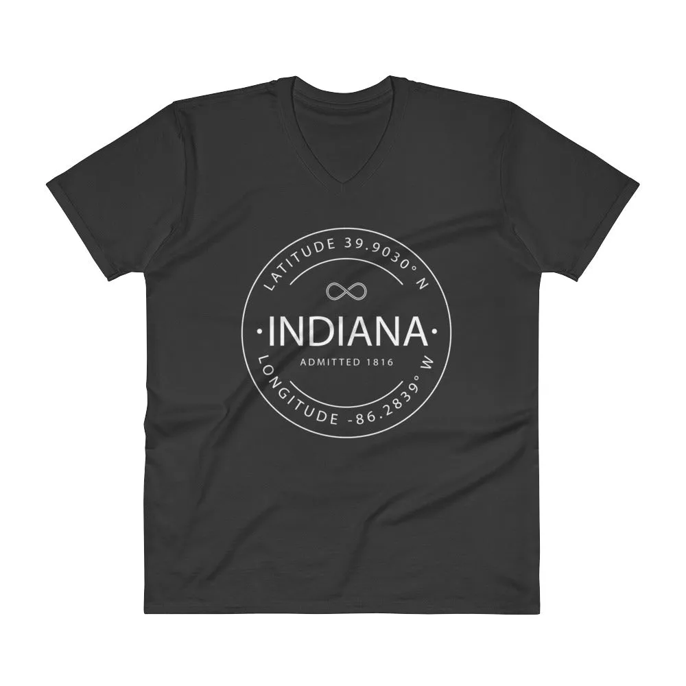 Indiana - V-Neck T-Shirt - Latitude & Longitude