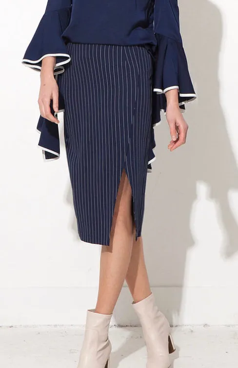 Jovonna London Midi Striped Skirt