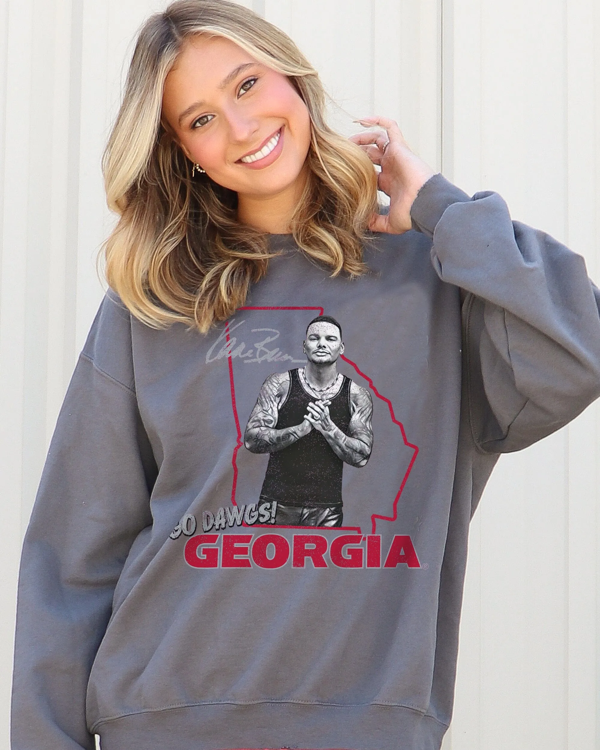 Kane Brown UGA Go Dawgs State Outline Charcoal Sweatshirt