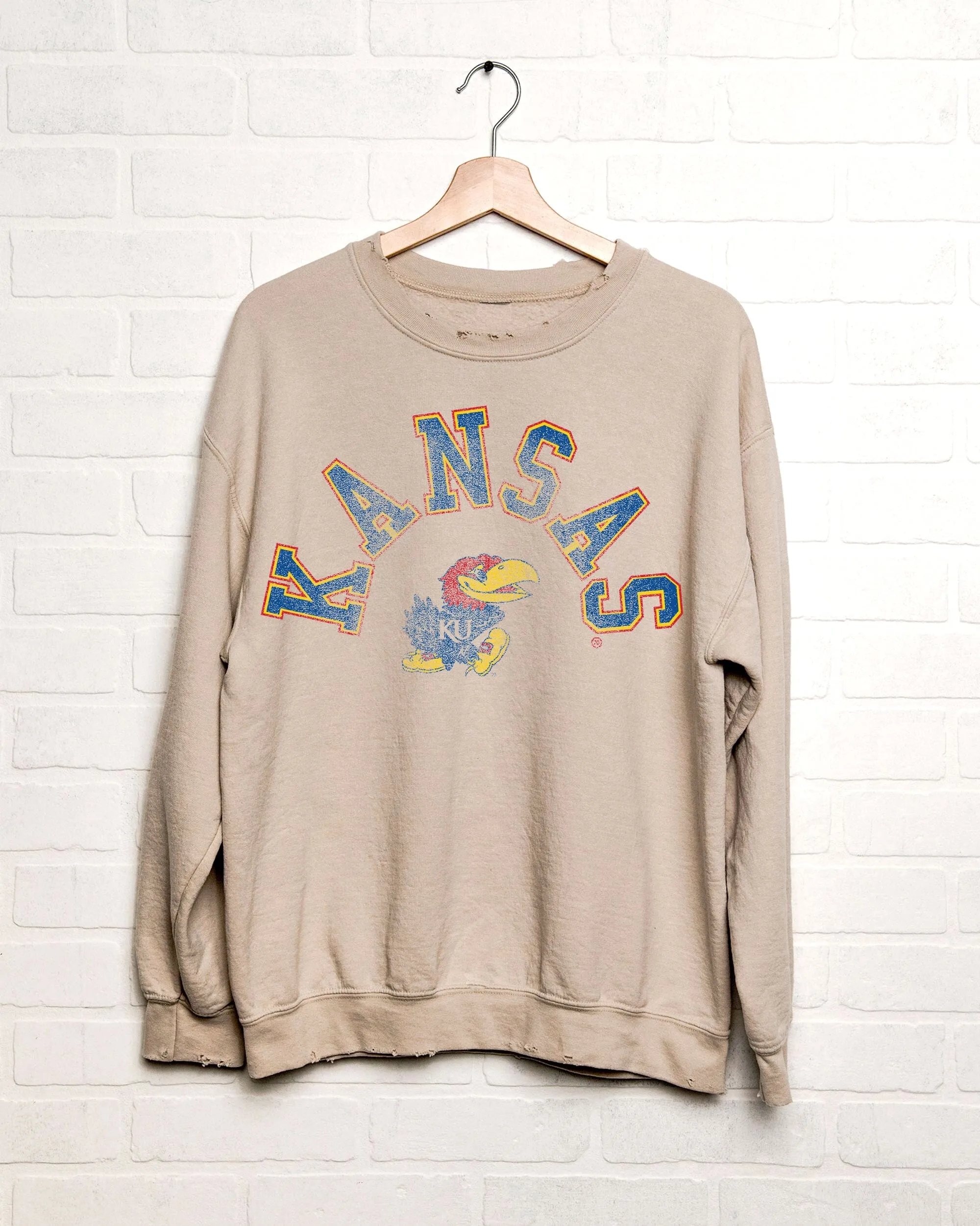 KU Jayhawks Mega Arch Sand Thrifted Sweatshirt