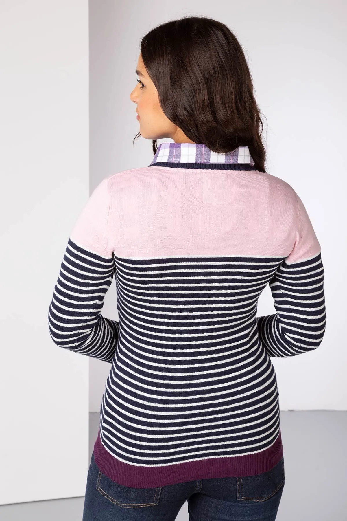 Ladies Striped Crew Neck Jumper