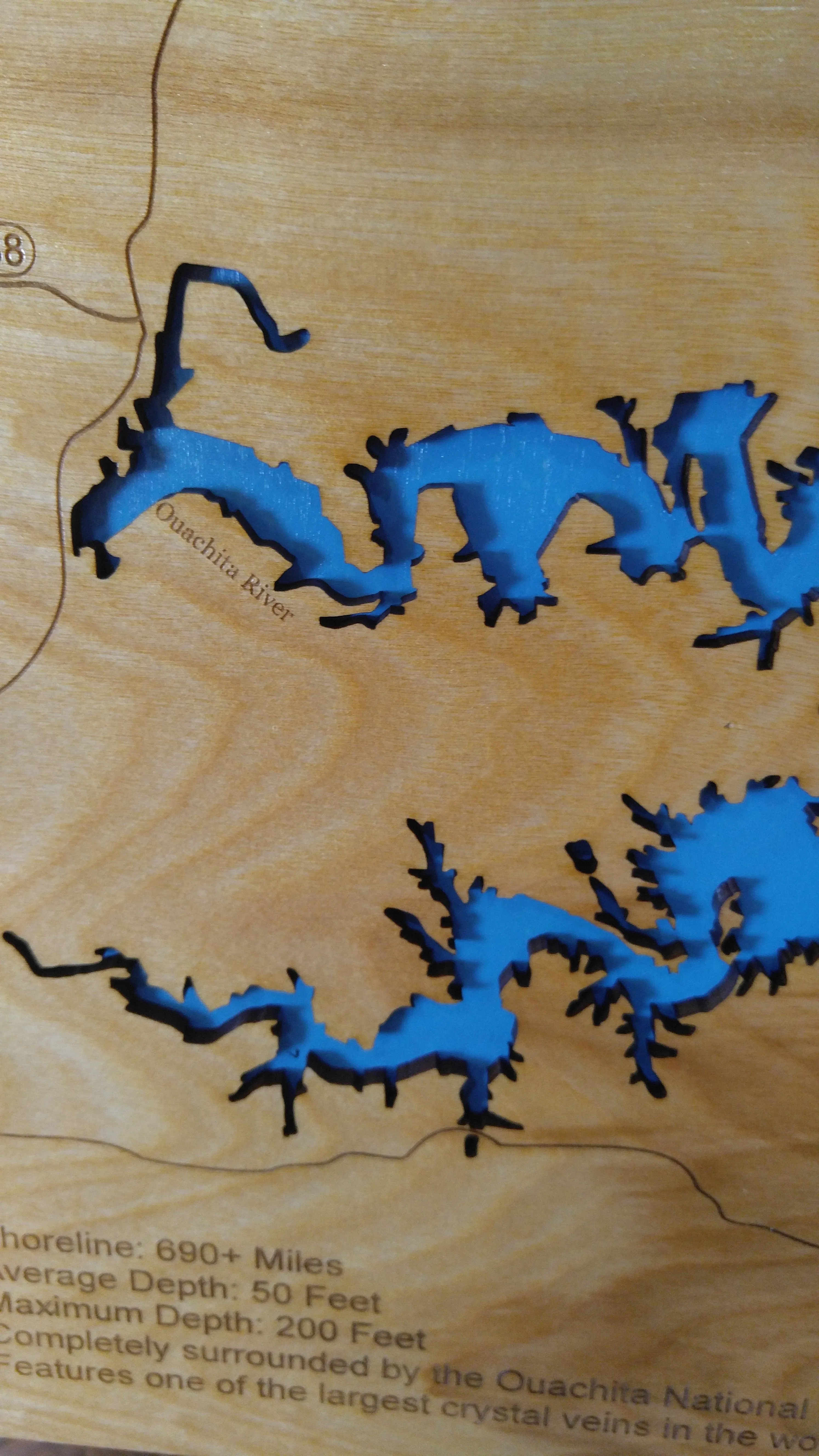 Lake Ouachita, Arkansas - Laser Cut Wood Map