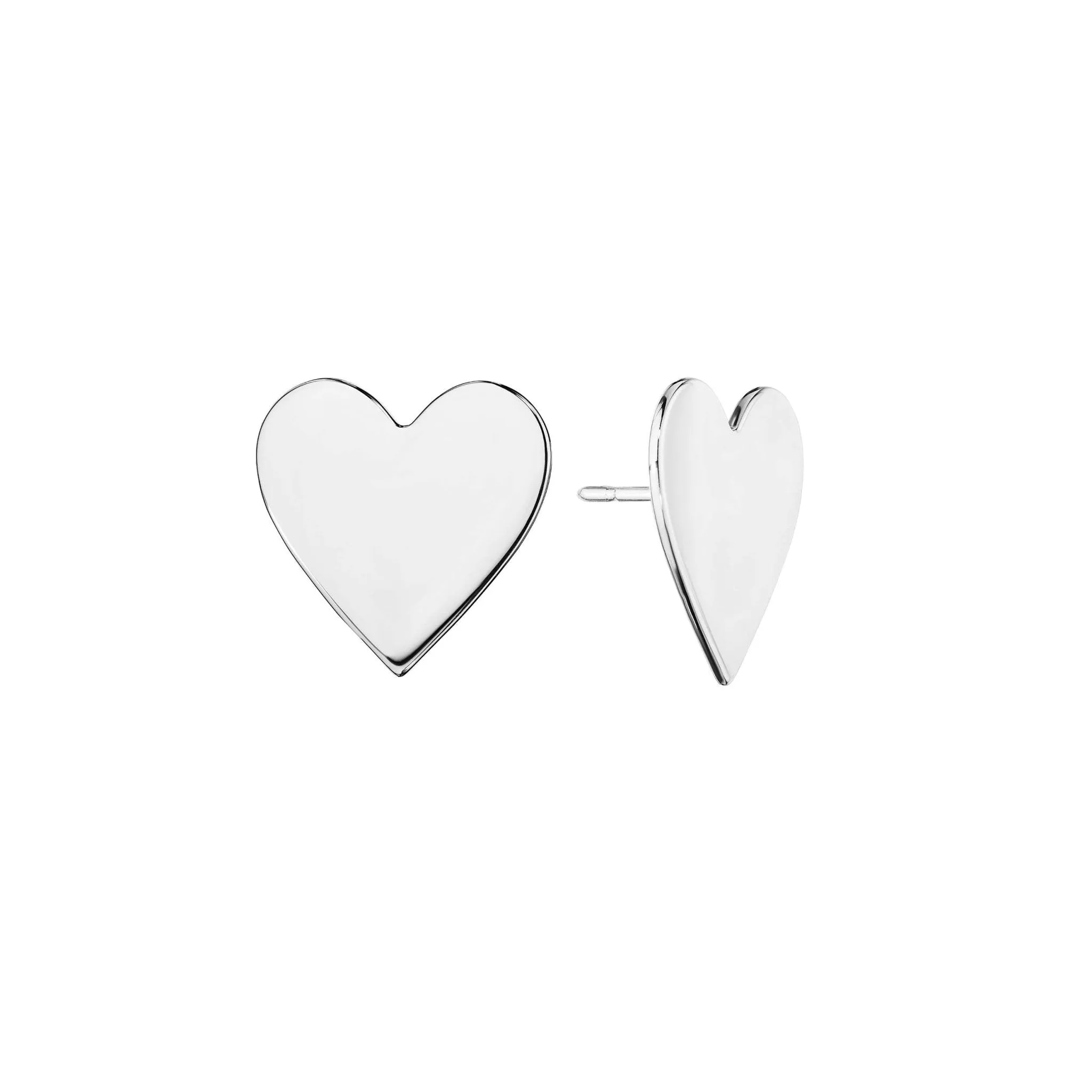 Large White Gold Wings of Love Heart Stud Earrings