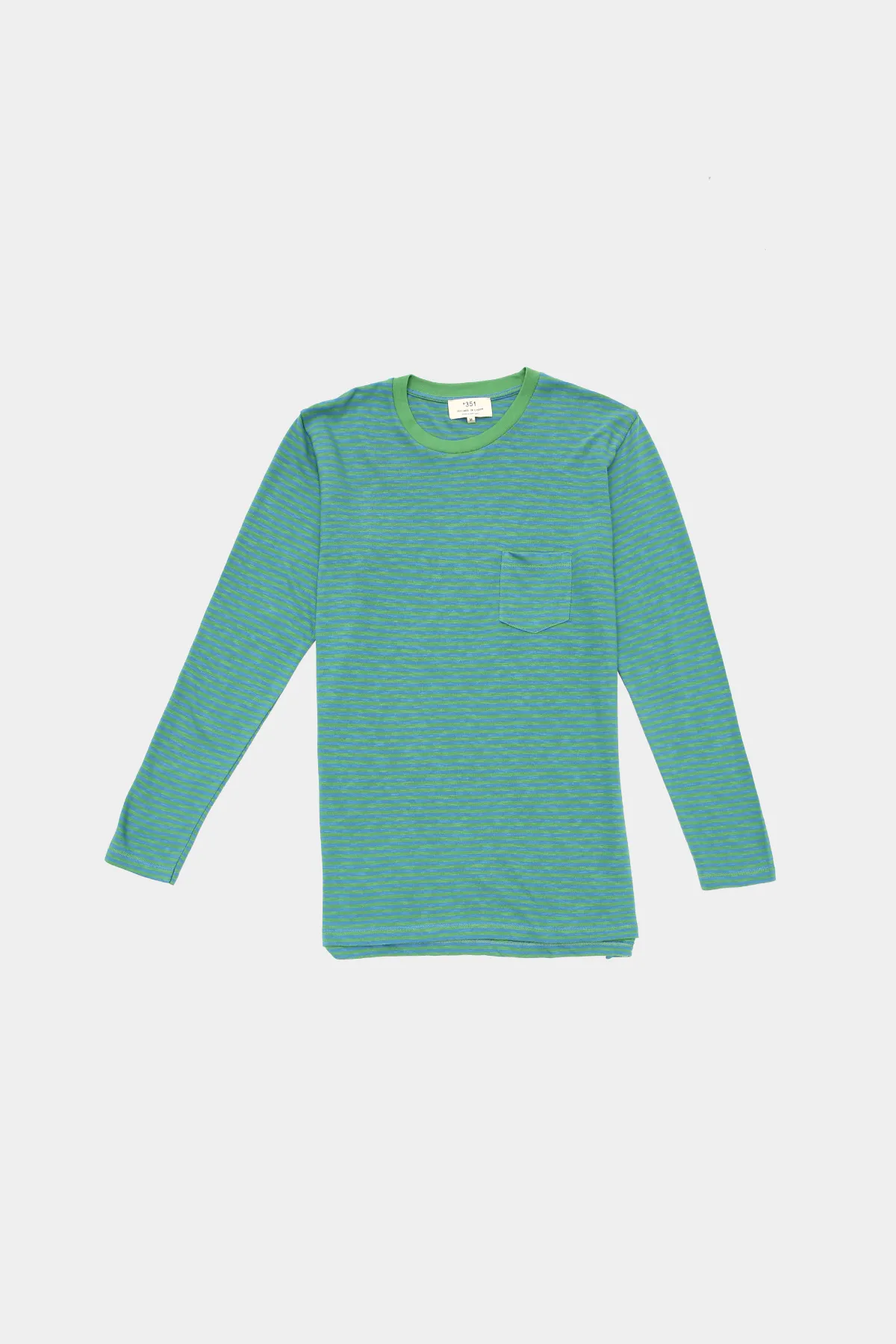 LONG SLEEVE STRIPES TURTLE GREEN & STEEL BLUE