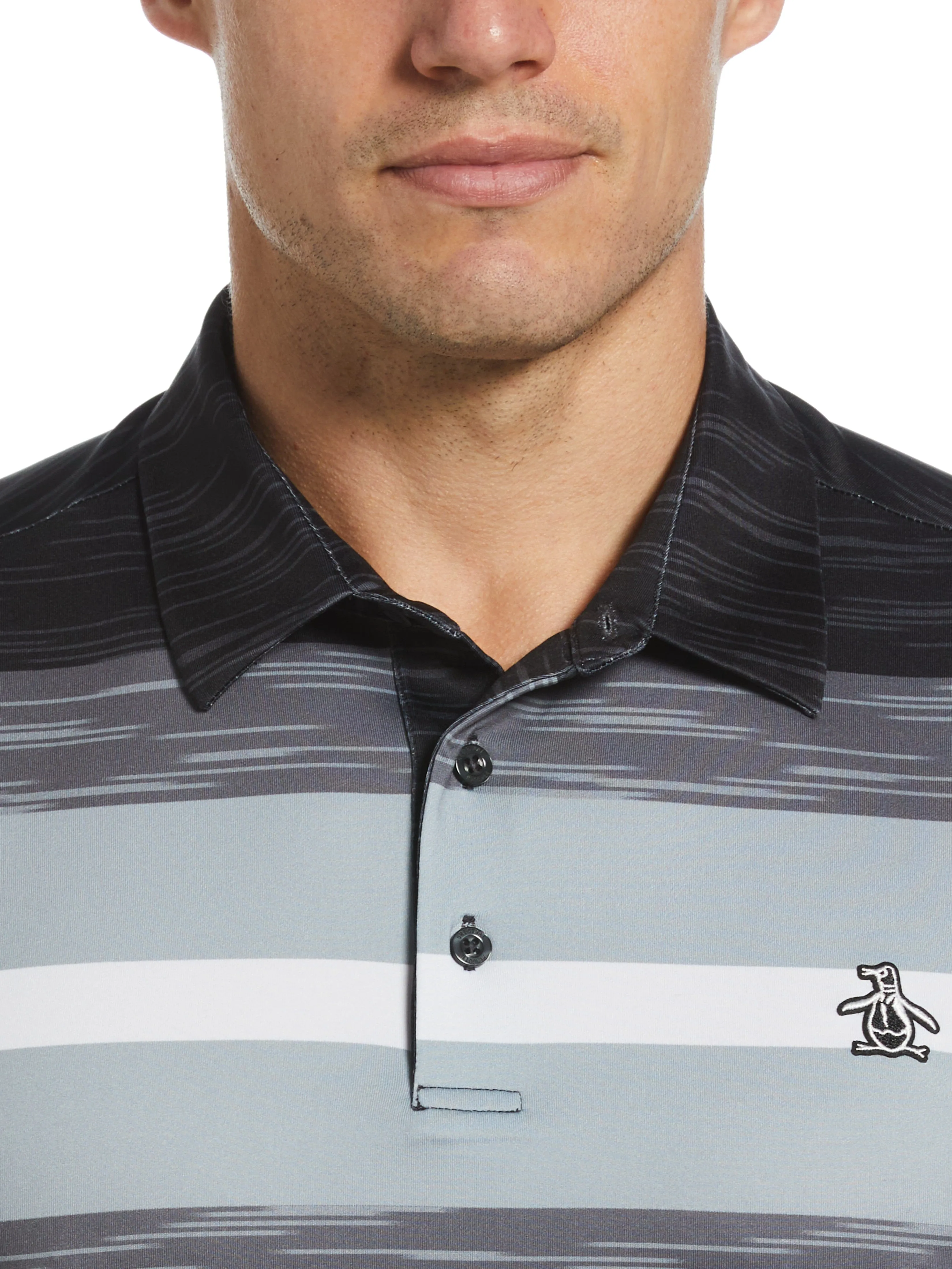 Men's Color Block Engineered Marl Stripe Polo