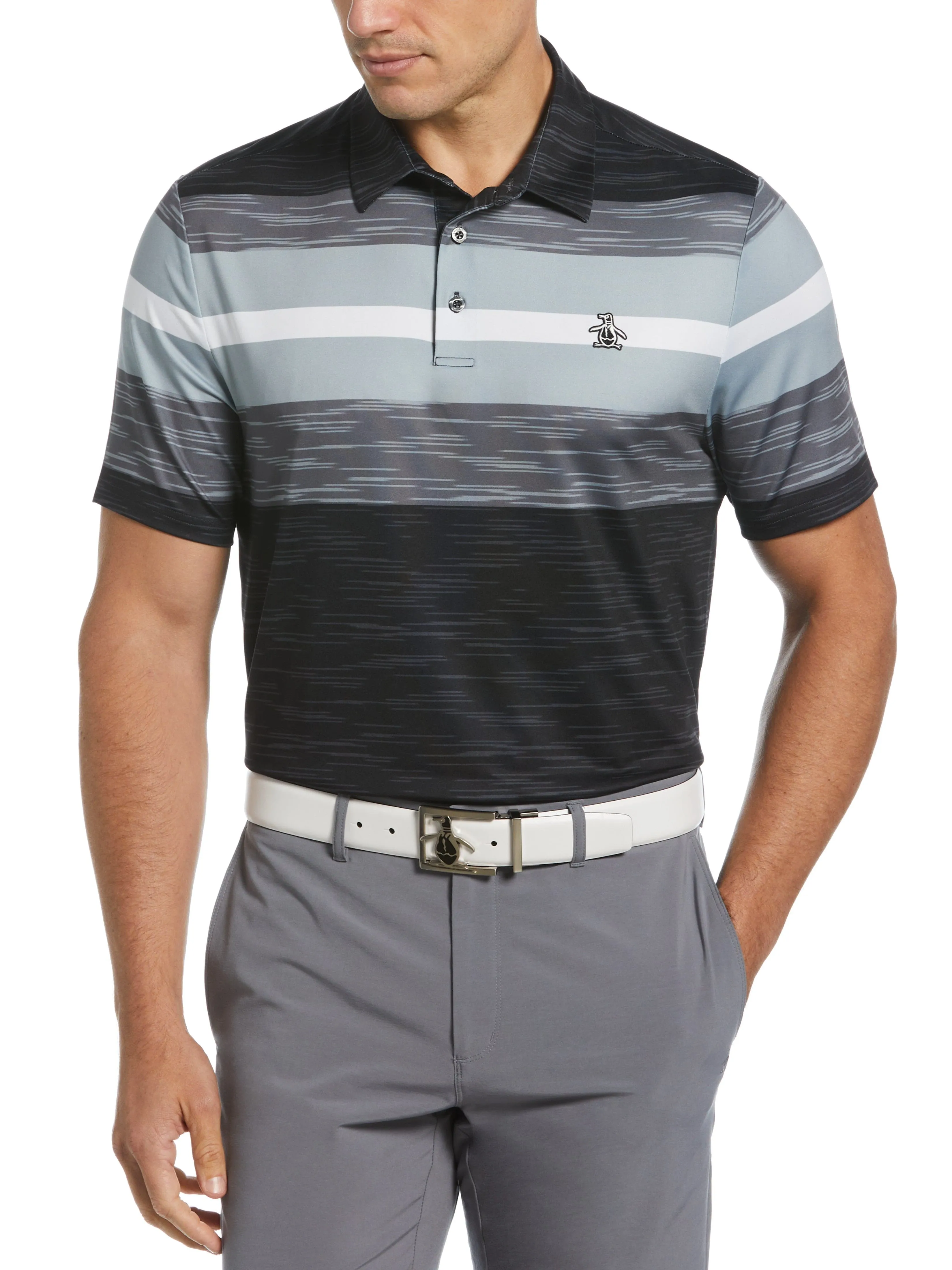 Men's Color Block Engineered Marl Stripe Polo