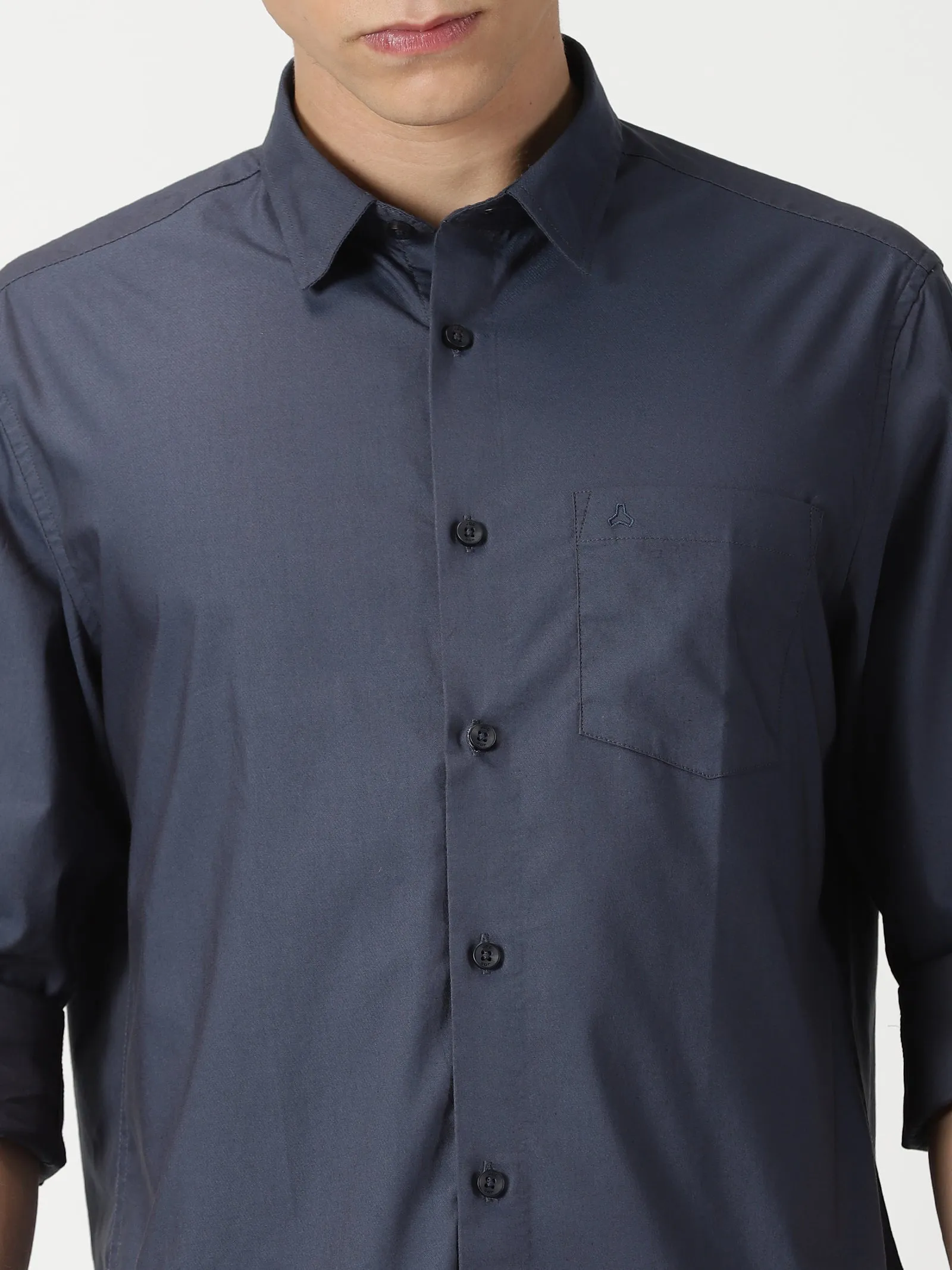 MEN'S DK GREY PLAIN SLIM FIT SHIRT