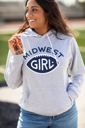 Midwest Girl Football Hoodie in Gray