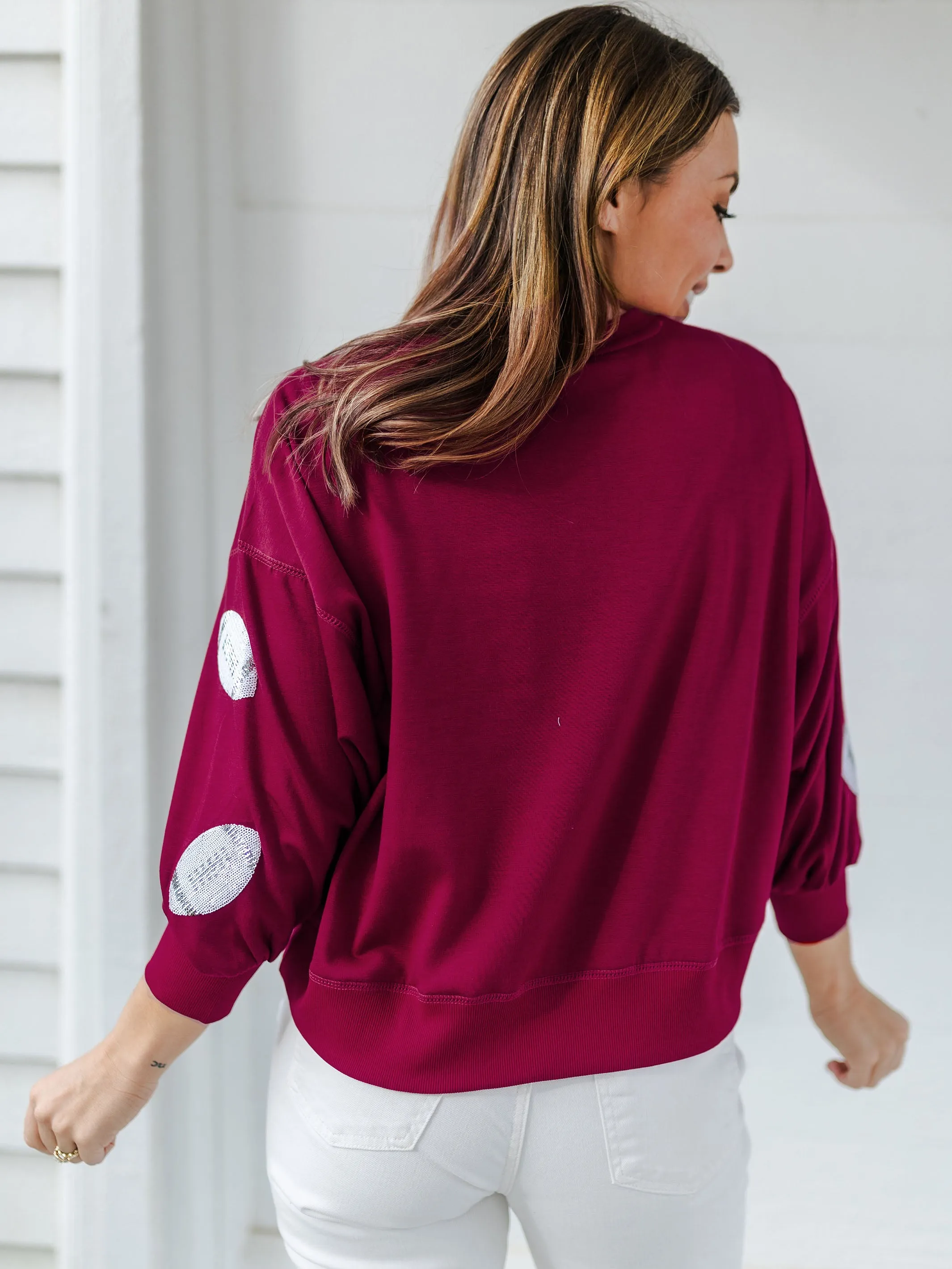 Millie Sweatshirt | Footballs Maroon   White