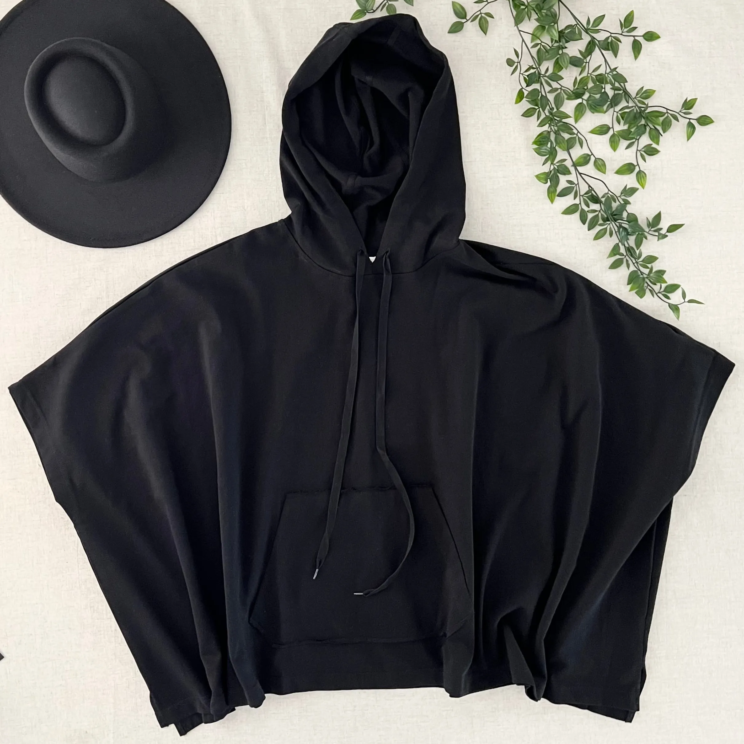 Misty Poncho Hoodie - Black