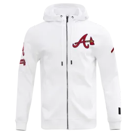 MLB ATLANTA BRAVES CLASSIC CHENILLE MEN'S FZ PO HOODIE (WHITE)