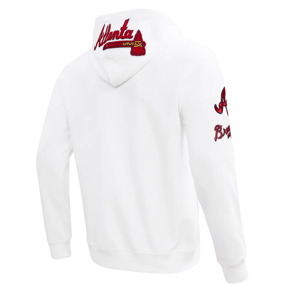 MLB ATLANTA BRAVES CLASSIC CHENILLE MEN'S FZ PO HOODIE (WHITE)