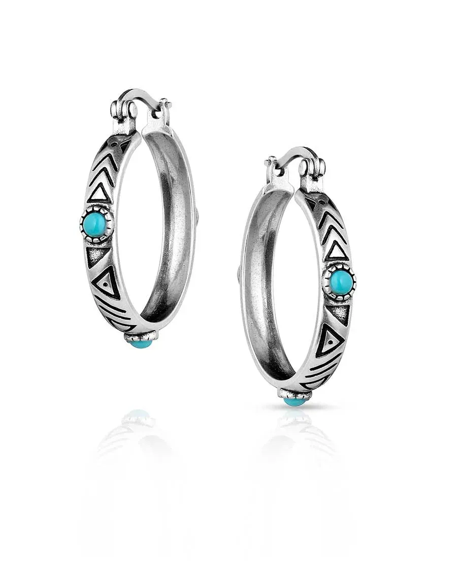 Montana Silversmiths Women's Uncovered Beauty Turquoise Hoop Earrings ER5795